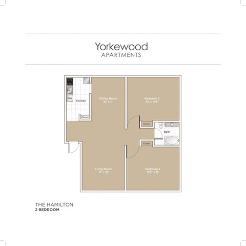 Floor plan for 2 beds, 1 bath, 713 sqft